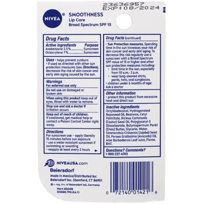 Nivea A KISS OF SMOOTHNESS HYDRATING LIP CARE SPF 15, 0.17 OZ (PACK OF 5) - Image 2